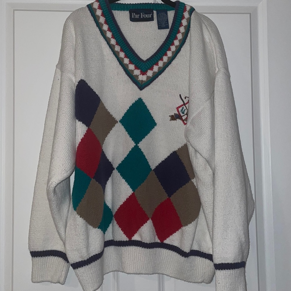 Vintage VTG Par Four Men's Argyle Golf Sweater XL 80s 90s